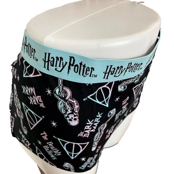 Harry Potter + 5 Deathly Hallows-Dark Mark Print Logo Waistband Boyshort Panties - Picture 3 of 6